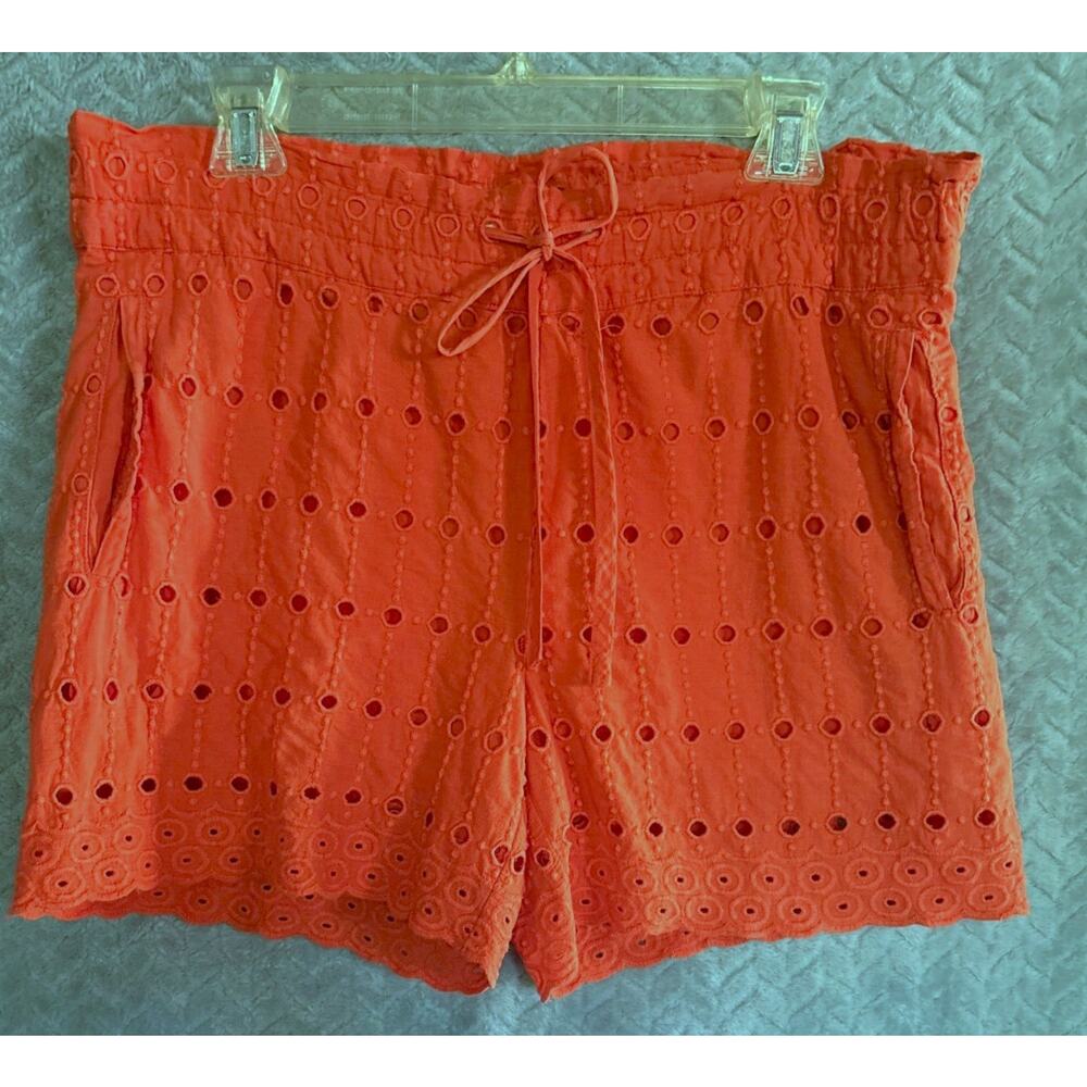 August Silk Orange Eyelet Women Shorts